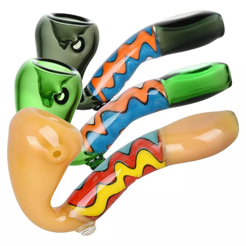Groovy Waves Glass Sherlock Pipe | 4 ” | Colors Vary