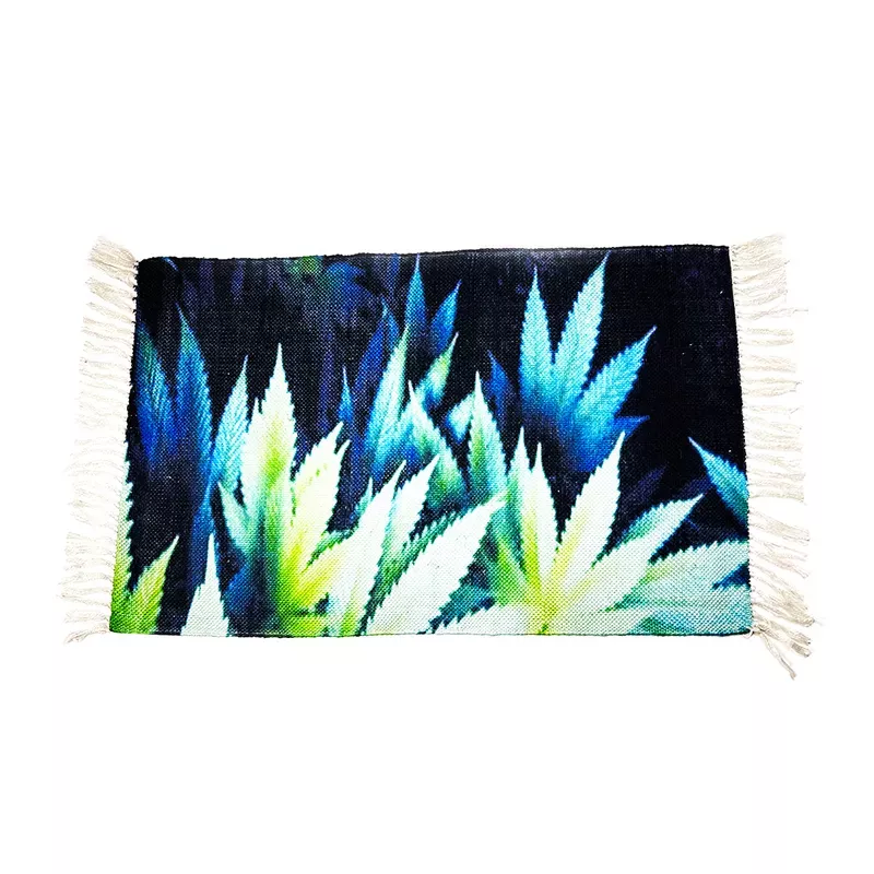 Handloom Printed Natural Weed Leaf Art Design Doormat Size 2ft x 3ft