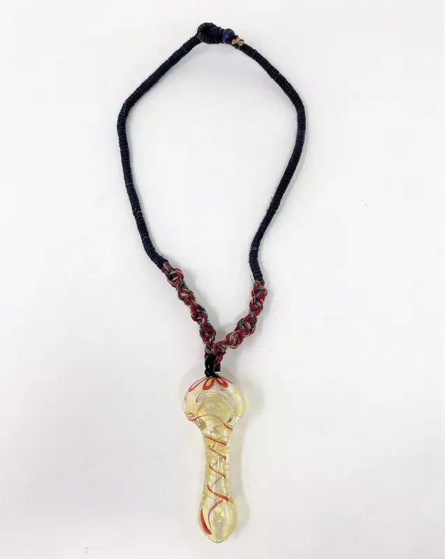 Hemp Lanyard/Necklace with Fumed Glass Hand Pipe