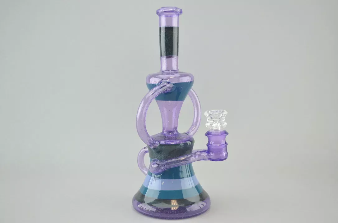 HIGH TECH – Encalmo Klein Recycler Vapor Rig w/ 14mm Female Joint – Purple Lollipop