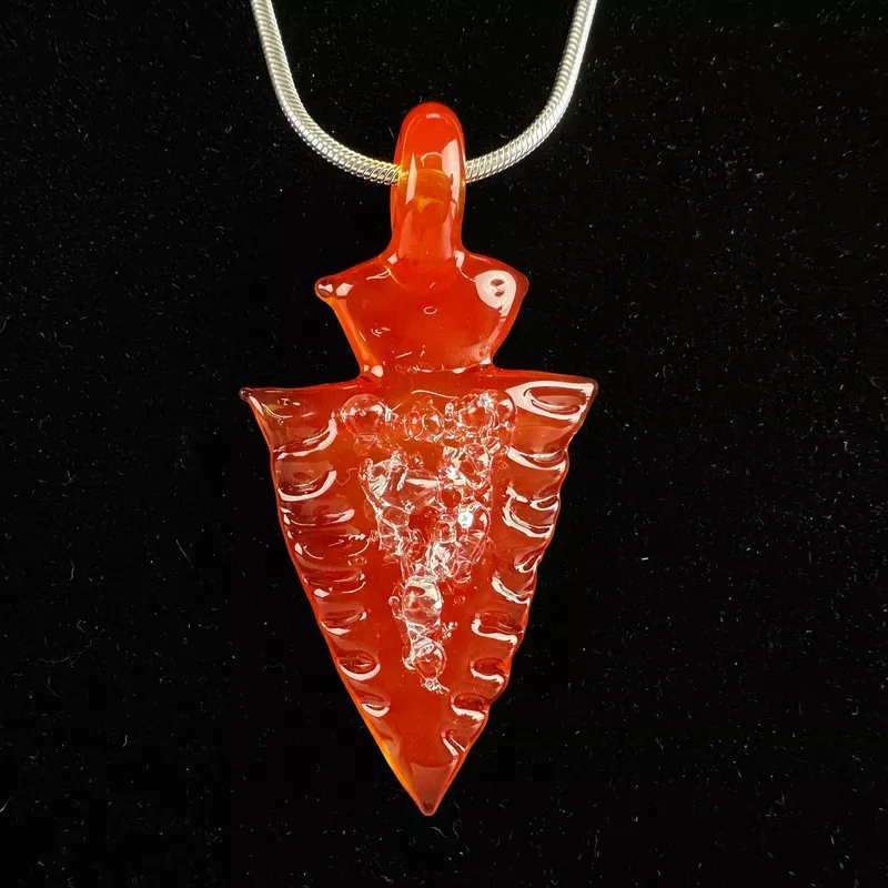 “Hot Sauce ” Mini Arrowhead Pendant by Fiona Phoenix Fire