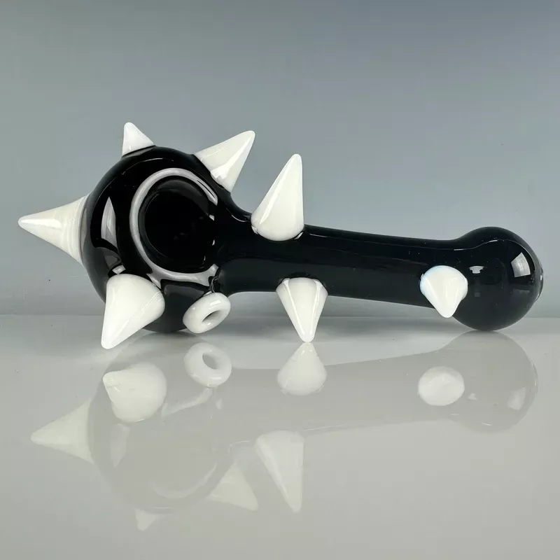“Jet Black & White ” Spiked Handpipe by Carsten Carlile