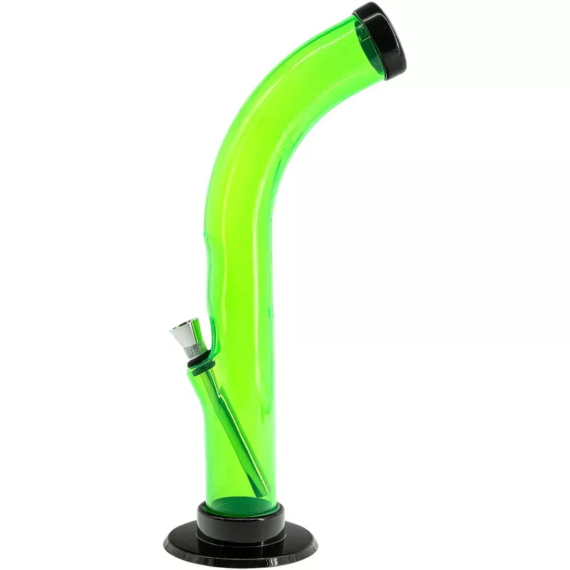 JM Enterprises 10” Acrylic Curved Tube Bong – Multiple Colors