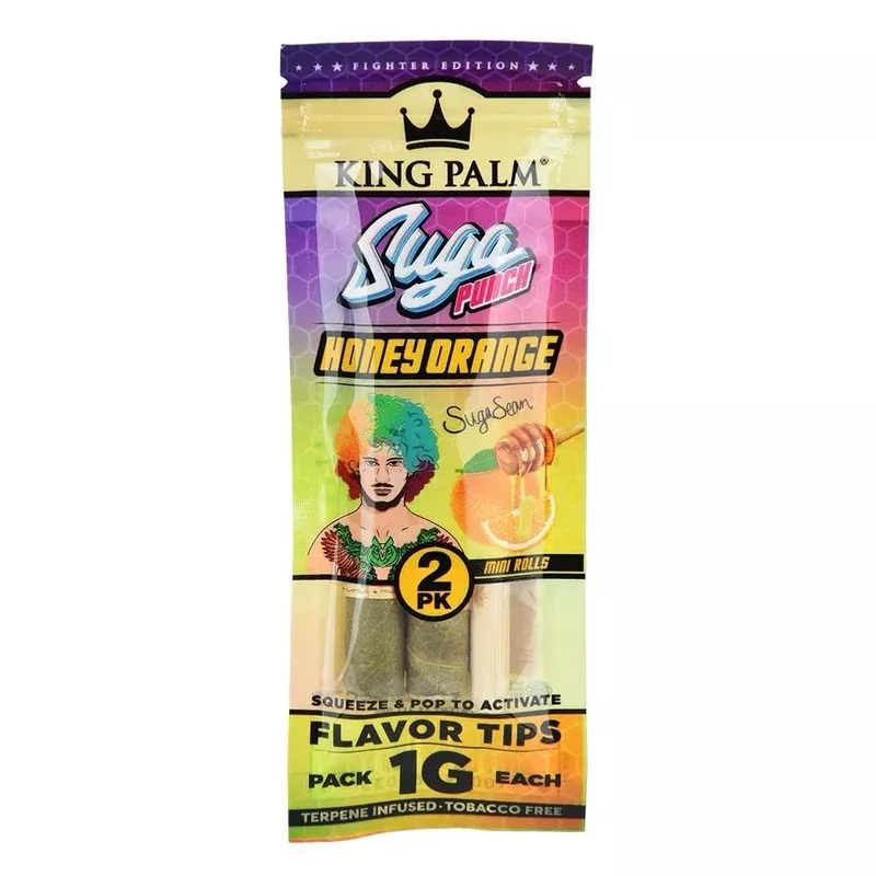 KING PALM KING PALM X SEAN O’MALLEY SUGA PUNCH HAND-ROLLED LEAF WRAP 2PC- HONEY ORANGE RP743
