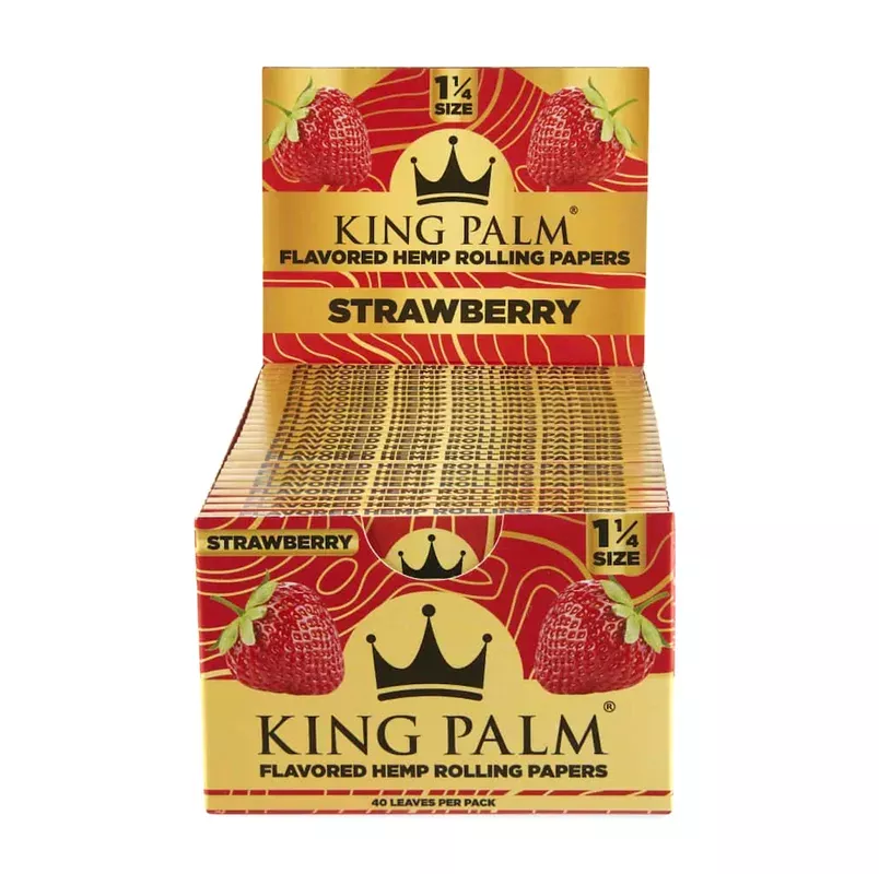King Palm Strawberry 1 1/4 ” Size Hemp Rolling Paper (50 Packs/Display)