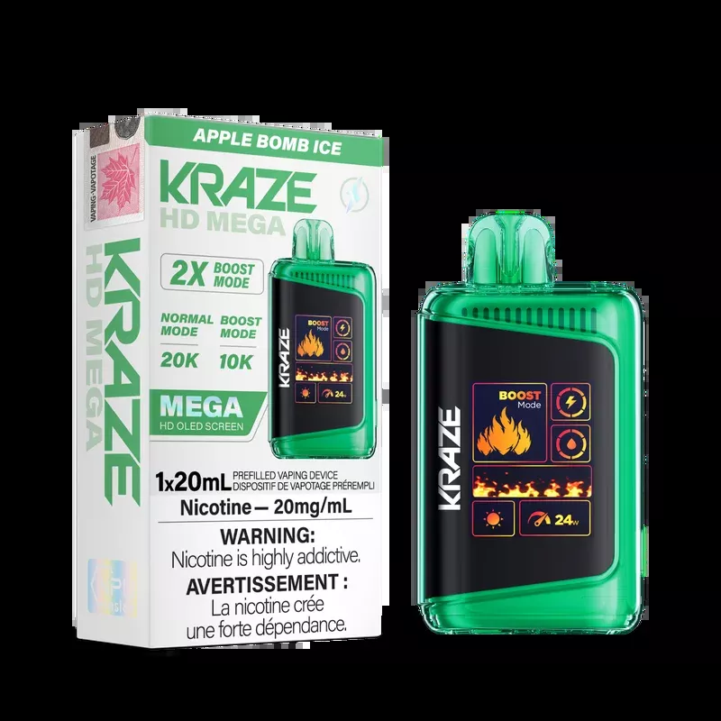KRAZE HD MEGA 20K Disposable 20ml Apple Bomb Ice (ONTARIO)
