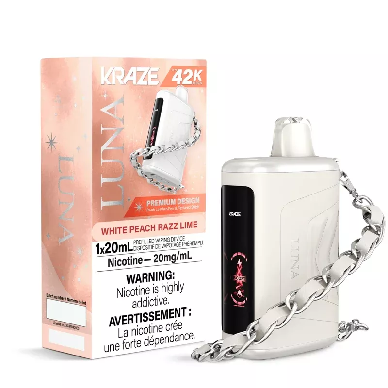KRAZE LUNA 42K Puff Disposable (single) – White Peach Razz Lime Ice (ONTARIO)