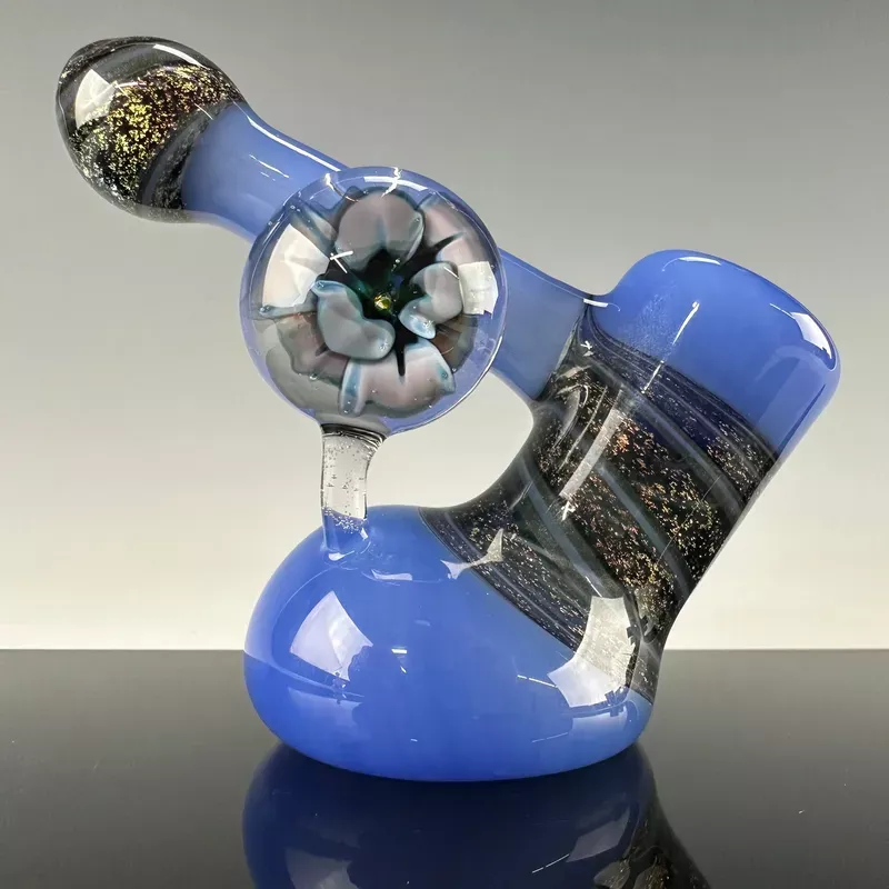 “Lavender ” Standing Hammer with Flower Implosion Marble by KMA Glass
