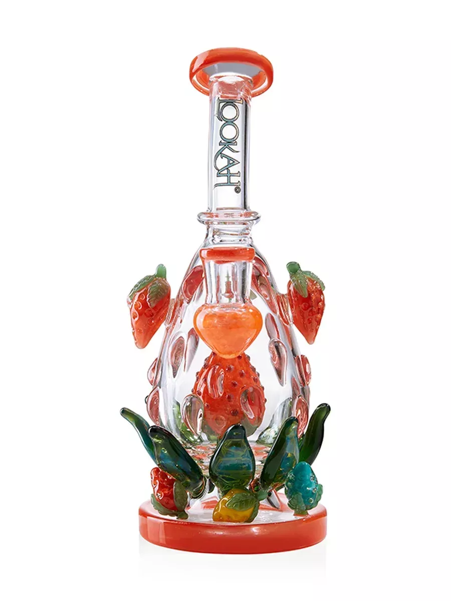 Lookah 12″ Cute Strawberry Percolator Glass Bong