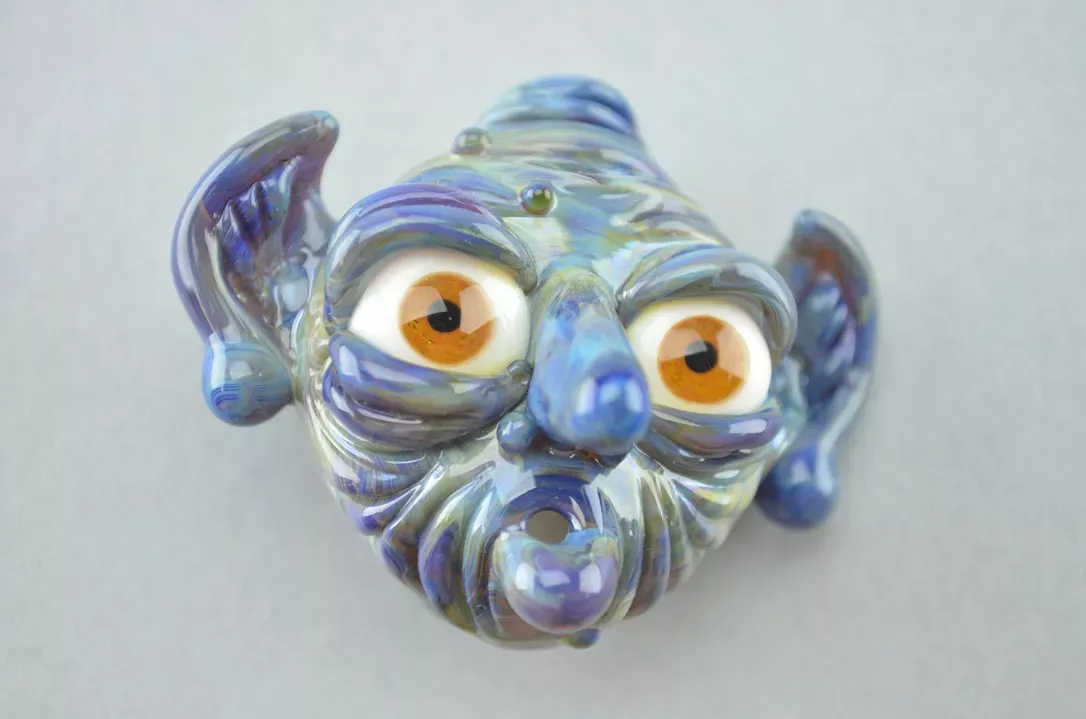 MIKE SHELBO Goblin Pendant – Green Amber Purple 2015