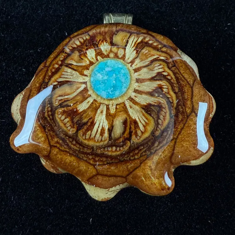 *Mini* Crushed Turquiose (Glow) Pendant by Third Eye Pinecones