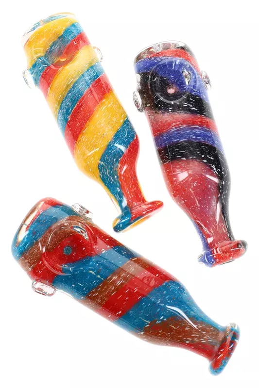 Multicolor Spiral Frit Glass Spoon Pipe “Carnival Swirl” – 4.5″ – Assorted Colors