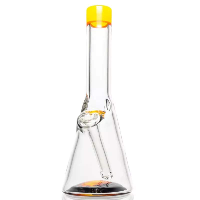 Nes Glass – Mini Tube – Reversal Bottom – Lemon Drop w/ Fire Wag