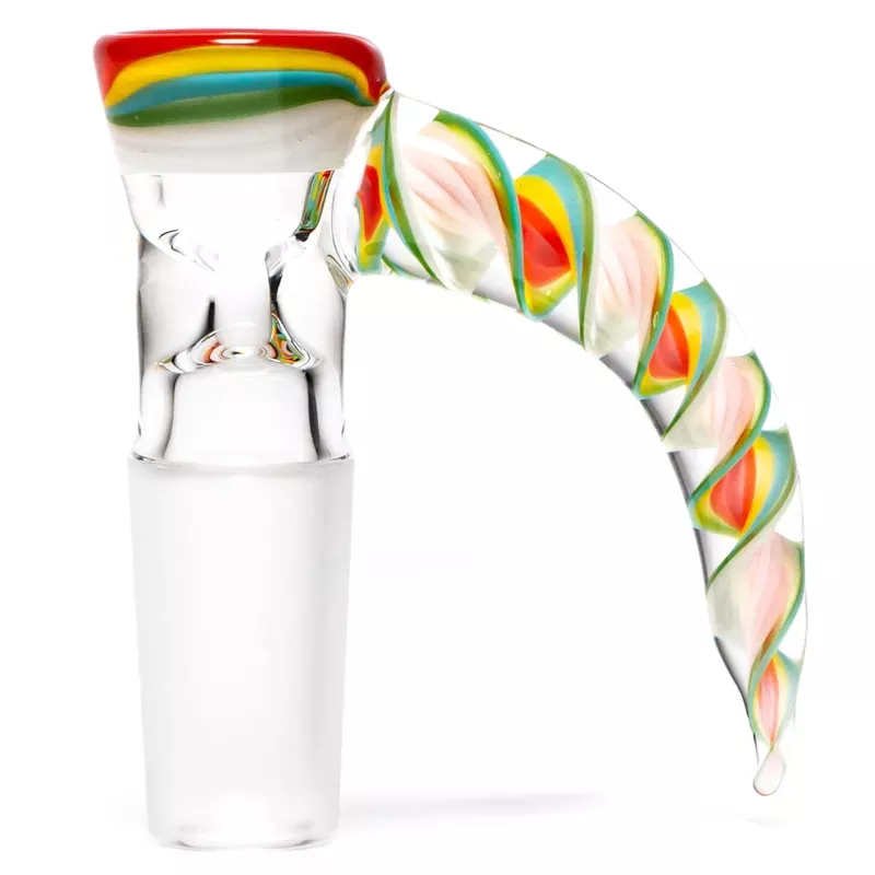 Pho_Sco – Single Hole Linework Horn Slide – 14mm – Rainbow Rasta #9