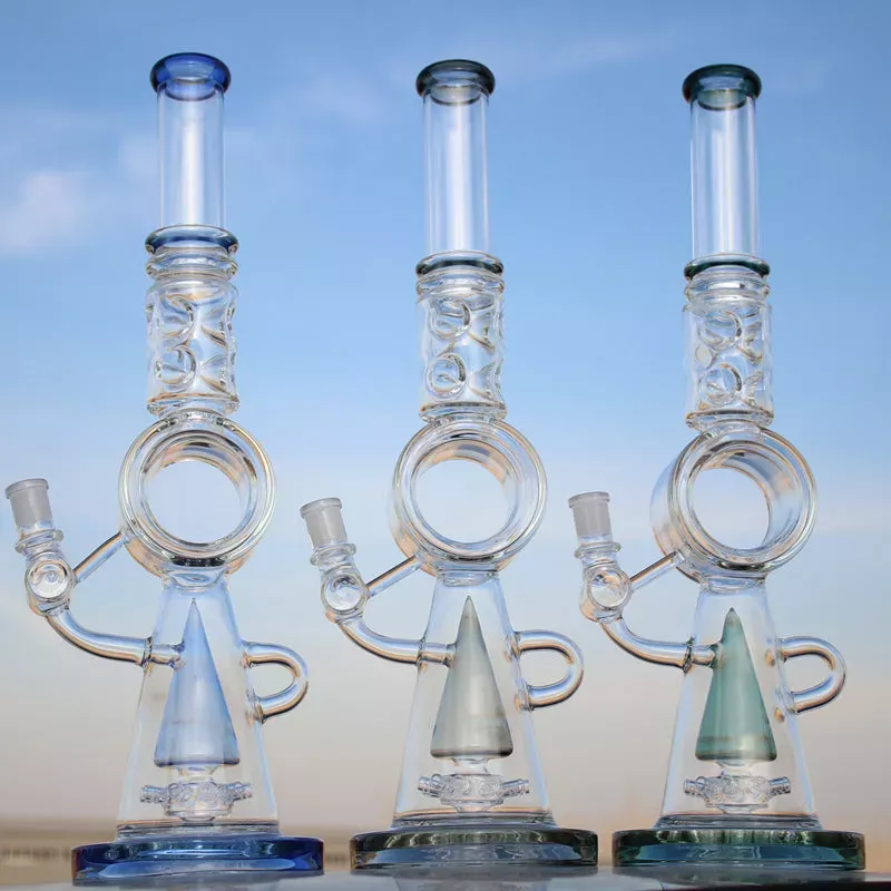 Recycler Style Donut Percolator Glass Water Pipe 18.5 “