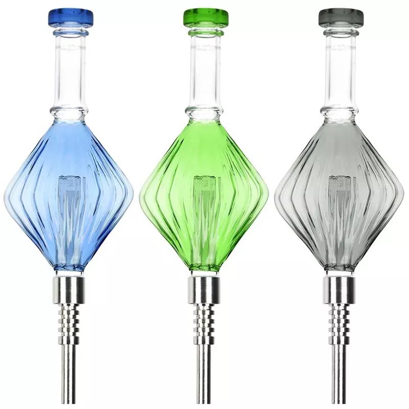 Retro Art Deco Diamond Bubbler Glass Dab Straw – 8.25