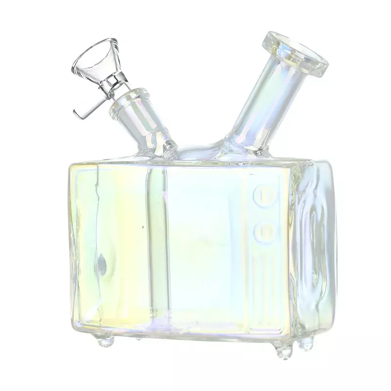 Retro TV Electroplated Mini Bubbler Water Pipe