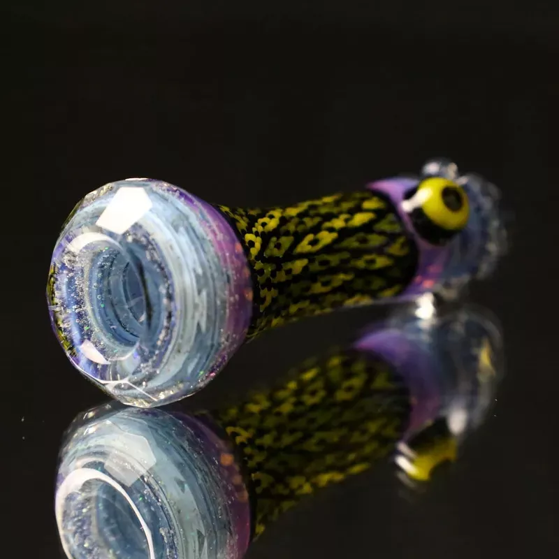 Rotational Science Glass Cold Worked & Faceted Peyote Stich Chillum 319 / FUM/PNK