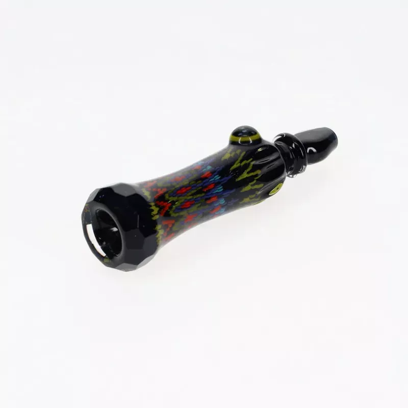 Rotational Science Glass Cold Worked & Faceted Peyote Stich Chillum #9 / BLK/CRSH