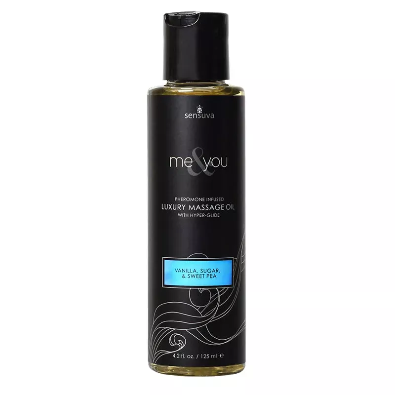 Sensuva Me & You Pheromone-Infused Luxury Massage Oil Vanilla, Sugar, and Sweet Pea 4.2 oz.