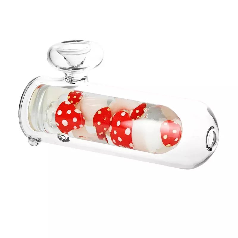 Shroom Party Glow In The Dark Glass Hand Pipe – 5.25 “