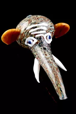 Silver Fumed Frit Elephant Pipe – AP218