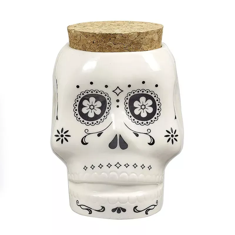 Skull Stash Jar White