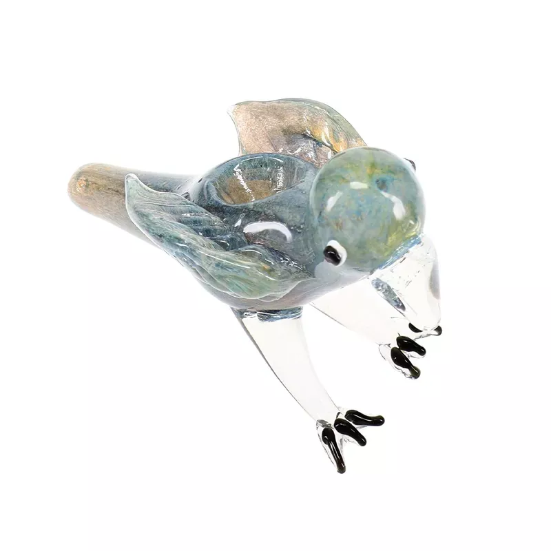 Songbird Silver Fumed Glass Bird Hand Pipe