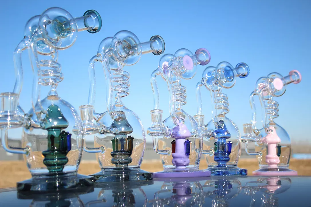 Spiral Mushroom Recycler Water Pipe w/ Circ Perc 11 “