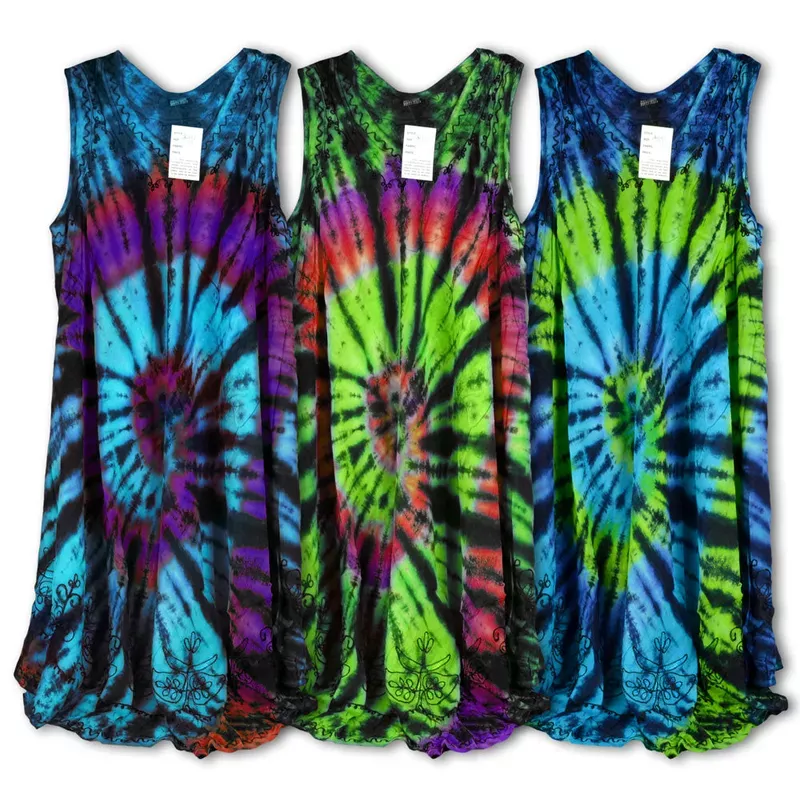Spiral Tie Dye Dress – 41 ” / Viscose / Colors Vary
