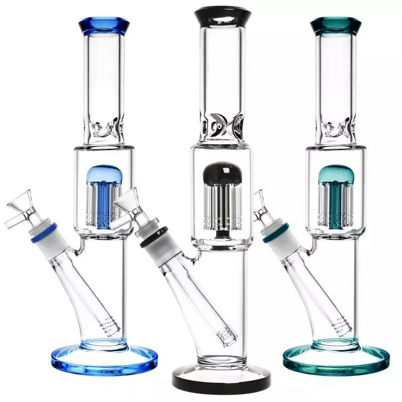 Straight Water Pipe w Jellyfish Perc- 12.5 “/14mm F/Colors Vary