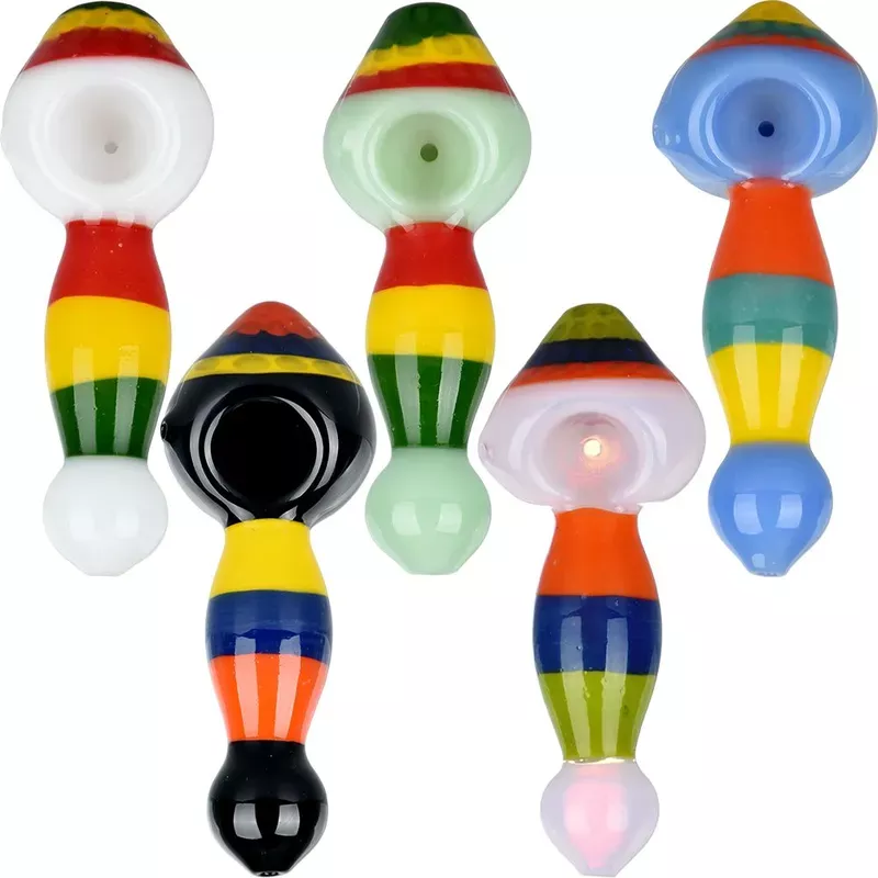 Striped Golf Ball Glass Hand Pipe – 5.25 ” / 10CT