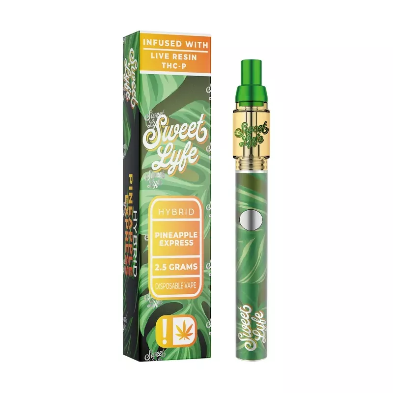 Sweet Lyfe Vape Pen 2.5ml w Live Resin Delta 8 + THCP – Pineapple Express – Hybrid