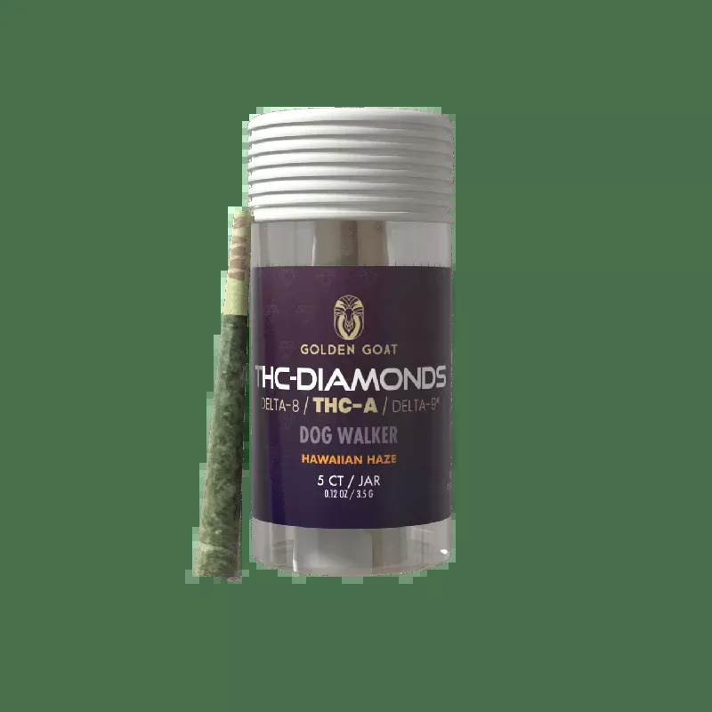 THC-A Diamond Pre-Rolls, 5ct – Dog Walker, Hawaiin Haze (Sativa)