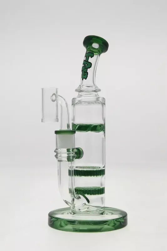 Thick Ass Glass 9.5 ” Bent Neck Bong with Double Honeycomb & Spinning Splashguard
