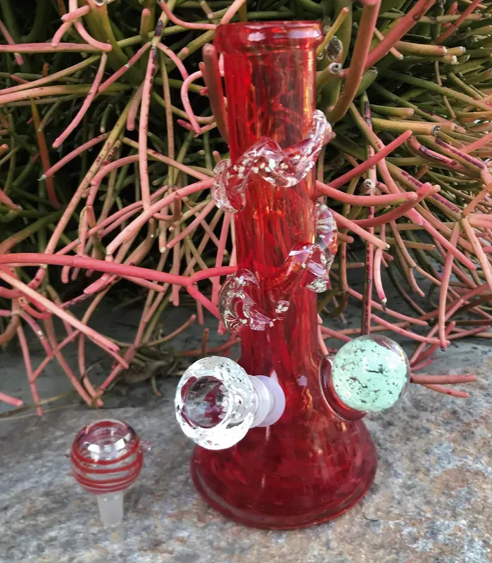 Thick Heavy Soft Glass 10 ” Beaker Bong Glow in the Dark 2 – 14mm Slide Bowls – Dare You
