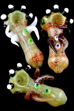 Thick Unique Spiky Raked Glass Pipe – P1477
