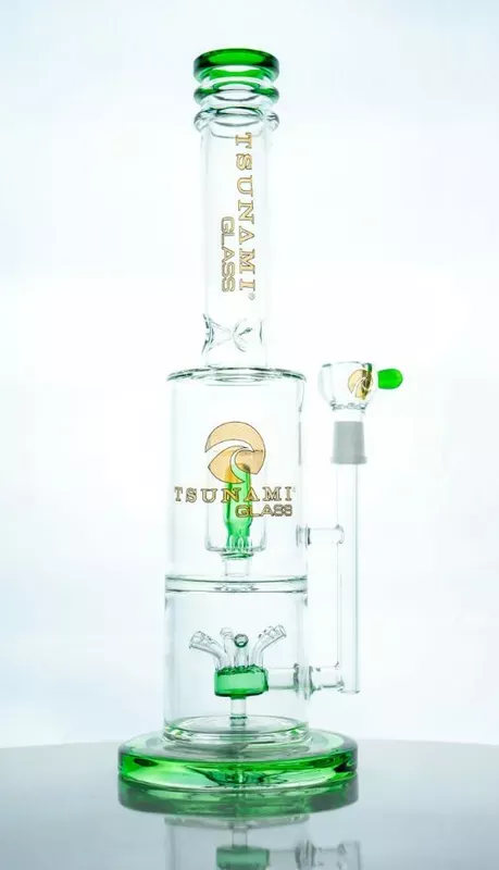 Tsunami 14″ Sprinkler Cube Perc Water Pipe – Green