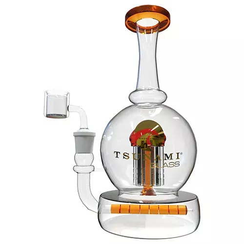 Tsunami 8″ Showerhead Glass Water Pipe – Amber