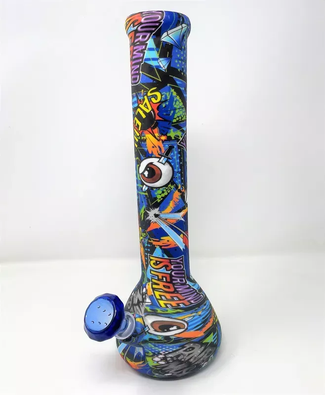 Unbreakable 13.5 ” Detachable Silicone Beaker Bong 14mm Blue Funnel Bowl
