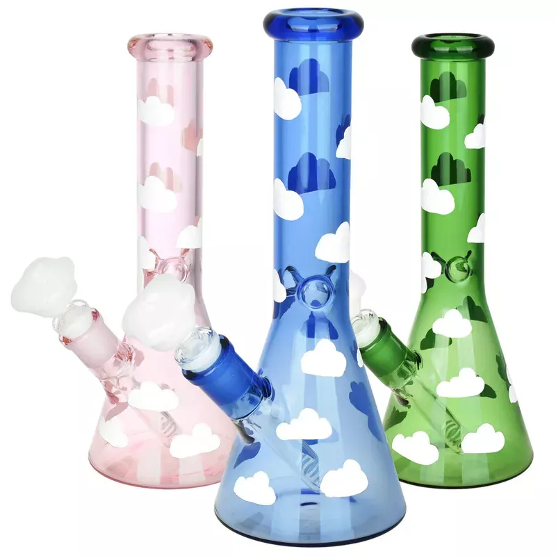 Up in the Clouds Beaker Water Pipe – 10 ” / 14mm F / Colors Vary