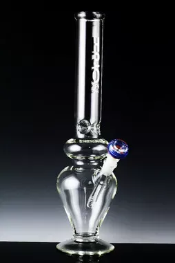 (US Made) Large Clear Glass on Glass Water Pipe with Ice Pinch – WP457