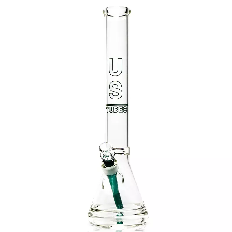 US Tubes – 17 ” Beaker 50×5 – Constriction – White & Teal Vertical Label
