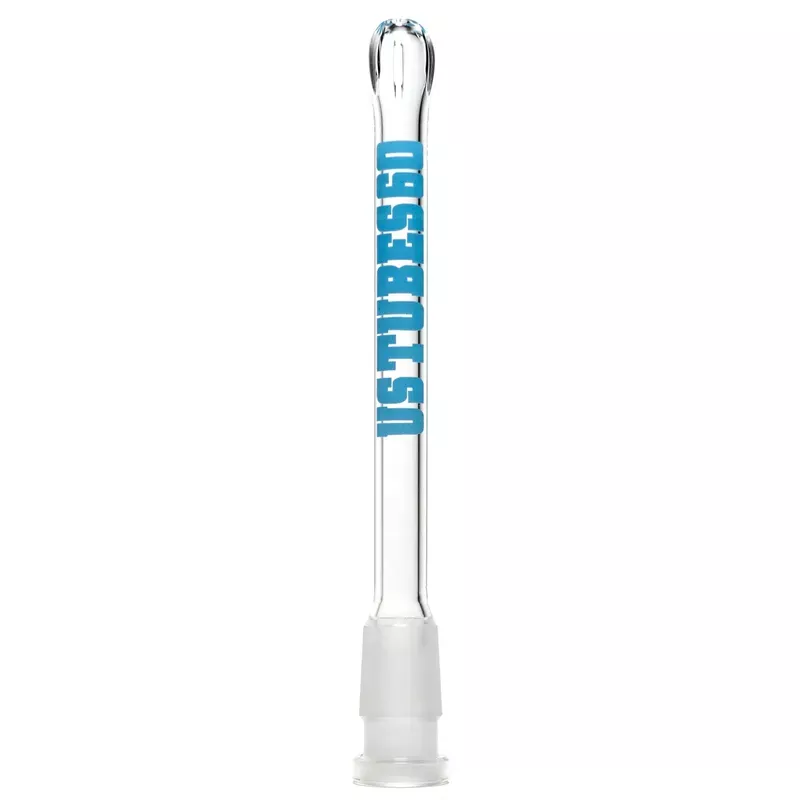 US Tubes – 18/14mm Female 3 Slit Downstem – 6.0 ” – Clear w/ Light Blue