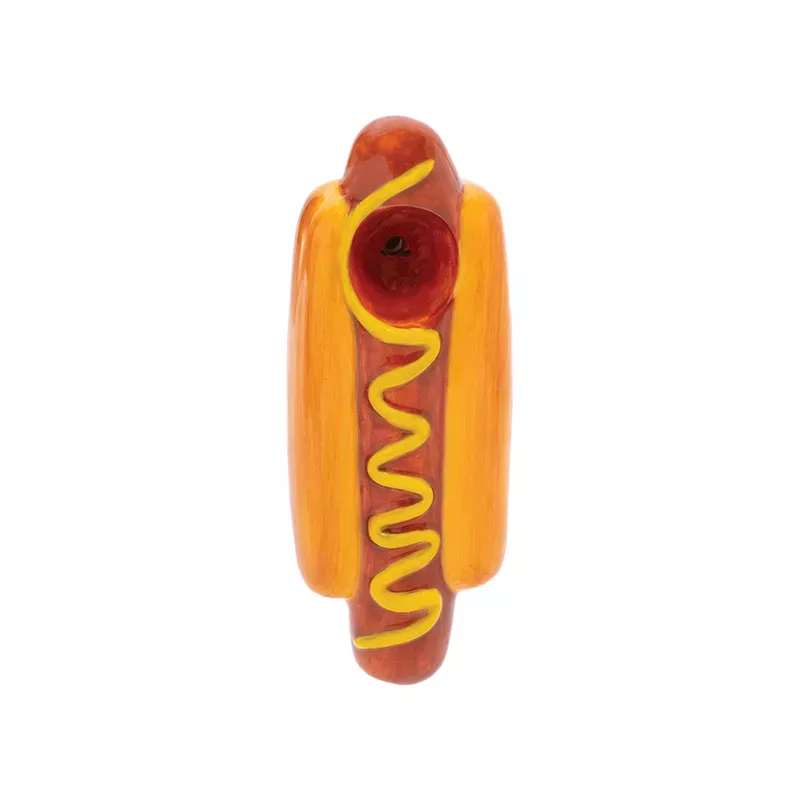 Wacky Bowlz Hot Dog Ceramic Hand Pipe | 4.5 “