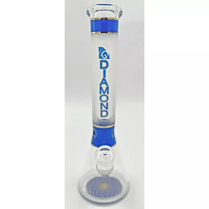 Waterpipe | Diamond Glass | Beaker | Blue | Design On Base | 12 “
