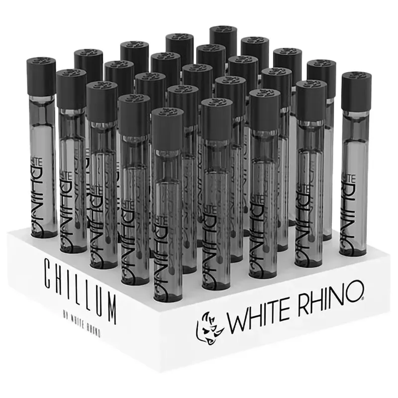 White Rhino Black Glass Chillum w/ Silicone Cap – 4 ” 25ct