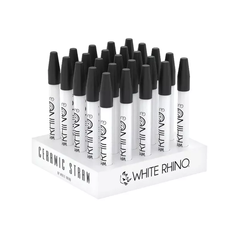 White Rhino Ceramic Dab Straw w/ Silicone Cap | 5 ” | 25pc Display