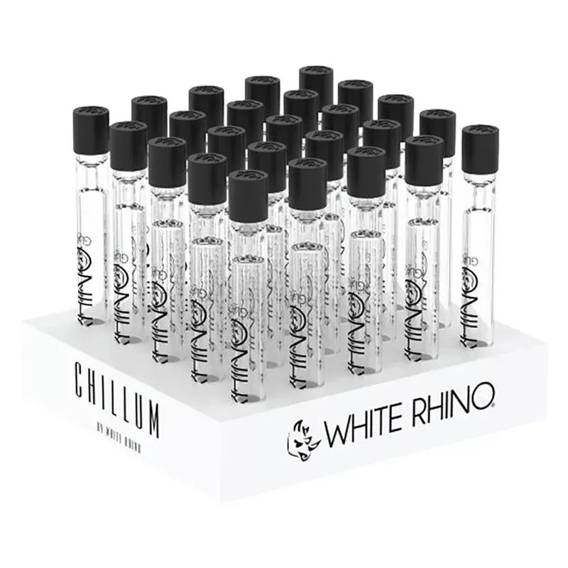 White Rhino Chillum Pipe w/ Silicone Cap | 4.25 ” | 25pc Display