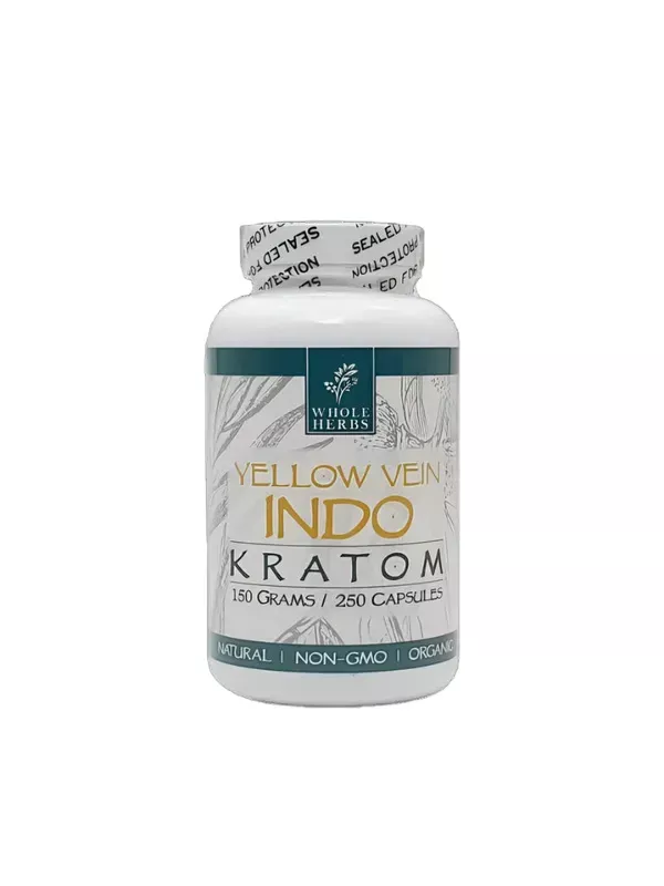 Whole Herbs Kratom Caps 250CT Indo Yellow